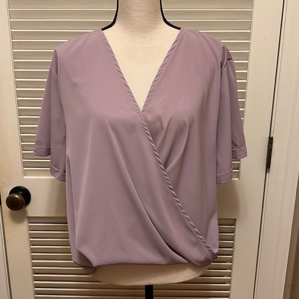 129. Lilac Top - Oversized, Wrap Front, Twist Front